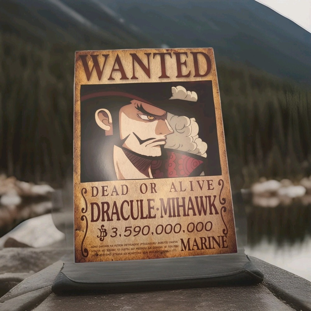 One Piece Wanted Dead Or Alive Dracule-Mihawk $3,590,000,000 Marine 8x12 Glossy